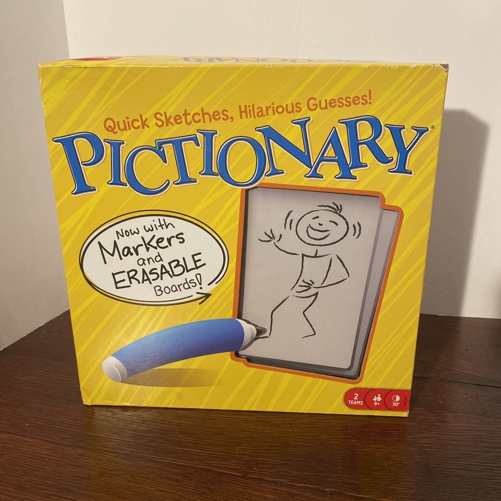 New Pictionary Board‎ Game With Markers and Erasable Boards.